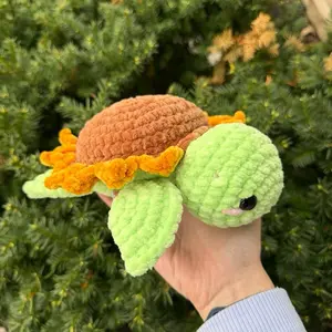 Handmade Crochet Medium Sunflower Turtle