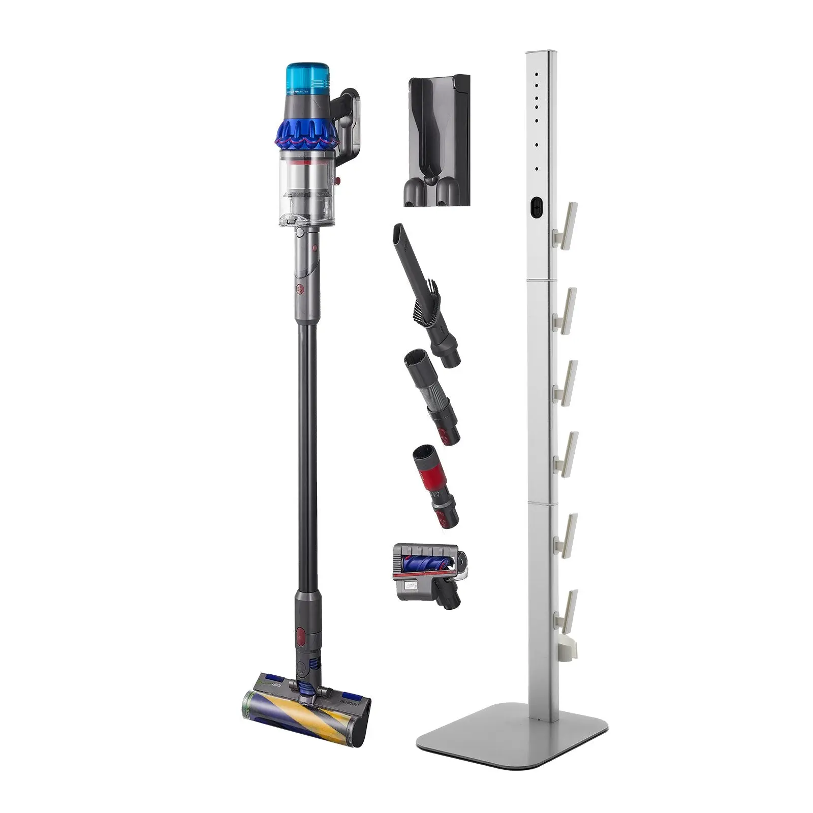 Pawfy’s Metal Vacuum Storage Stand, Home Organiser Accessory with Racks for Pet Owners