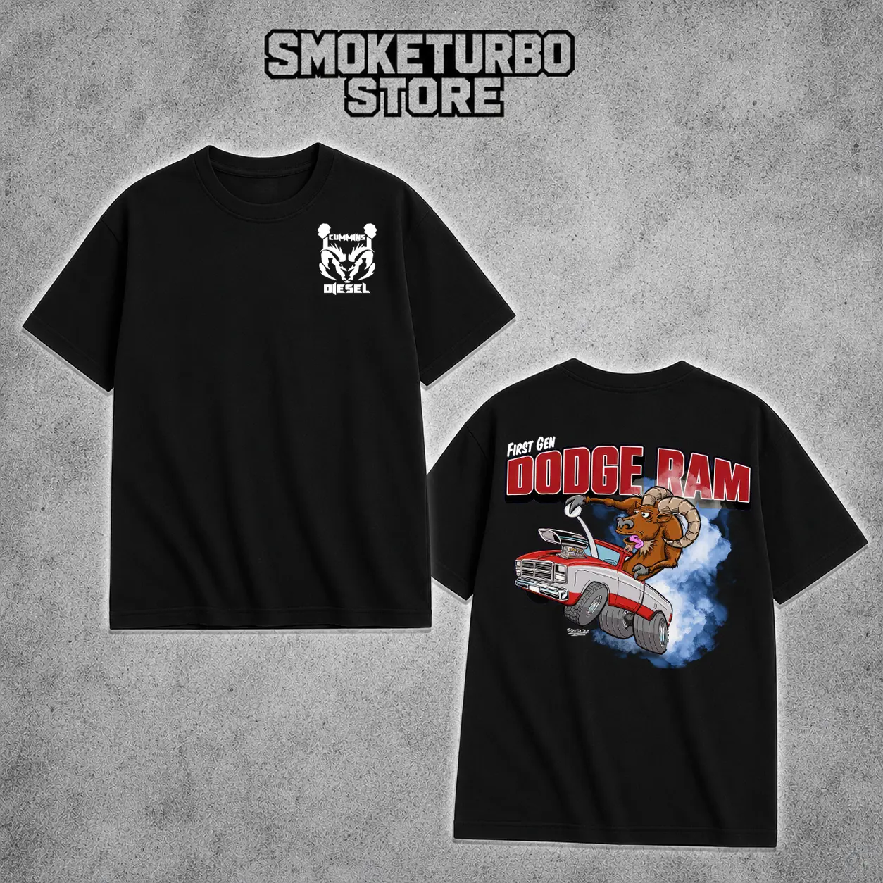 First Gen Dodge Ram Cummins Shirt - Vintage 1st Gen Dually Truck Graphic Tee, Car Guy Gift, Heavyweight Black Streetwear Top