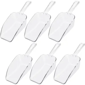 6 PCS Clear Plastic Ice Scoop(7.6 Inch) for Freezer Food Coffee Popcom Flour Dry Goods 5 Oz Simple Mini Ice Cube Shovel Scoopers Holder Laundry Freezer Bucket Bin Containers Maker Machine Kitchen Pick