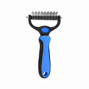 Pet Dematting Undercoat Rake for Long-Haired Dogs & Cats, Double-Sided Grooming Comb for Loose Fur and Light Tangles, Routine Pet Coat Care Tool, Results May Vary by Coat Type