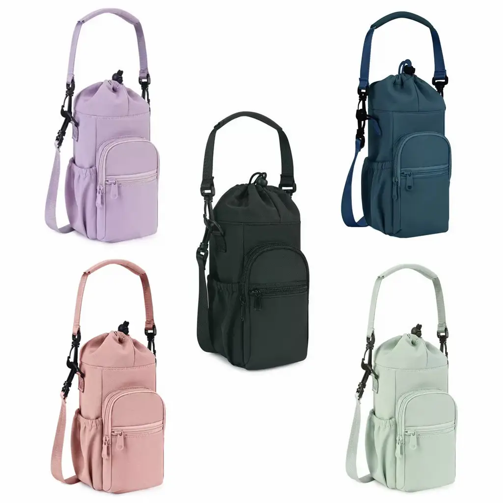 Water Bottle Carrier Bag, 1 Count Adjustable Shoulder Strap Water Bottle Holder, Drinkware Accessories for 30oz & 40oz Water Bottle, Travel Cup Bag, B