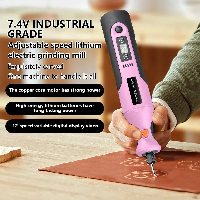 66PCS pink/orange multifunctional polishing machine set, handheld electric grinder, household electric carving tool, with USB charging, 12 adjustable rotation speeds, suitable for various needs of carving/polishing/drilling, DIY home repair, Power tools