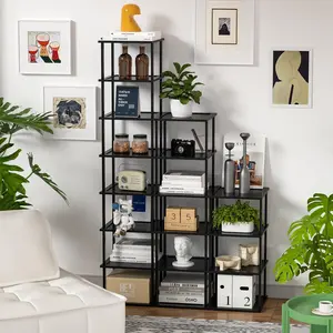 Bamboo Free Standing Shoe Rack Shelf Multi Tier Tall Wooden Stackable Shoes Rack Organizer for Closet Front Door Entrance Narrow Vertical Shoe Storage Rack for Corner Stand (Black, 18 Tiers) Nature