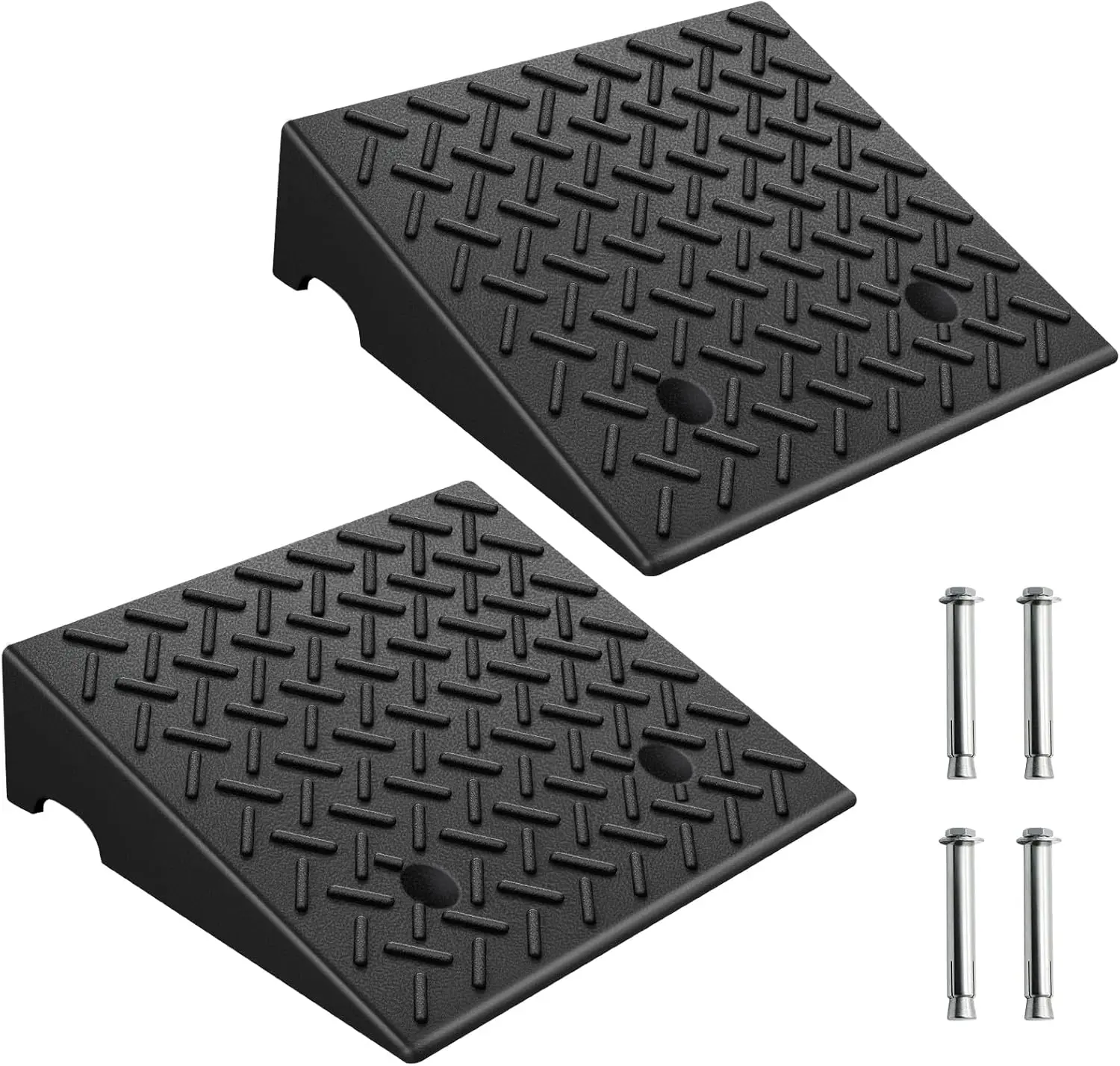 Driveway Curb Ramps (2-Pack, 11800lbs Capacity) - 5 /6 Inch High Portable Rubber Bridge Ramps for Cars, Motorcycles, Wheelchairs & Loading Docks, Garage, Sidewalk,  Truck, Scooter, Bike