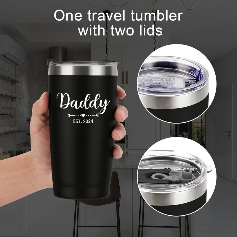 Daddy and Mommy Est 2024 Travel Tumbler, New Parents Insulated Tumblers 20Oz, Mom Dad Gift for Mother'S Day, Father'S Day, Christmas, New Pregnancy, Birthday, Baby Shower (Black White) Gtmileo