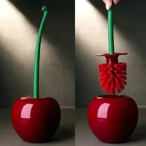 1 piece of red toilet brush, creative and cute cherry-shaped home accessory, toilet brush holder set, bathroom accessory