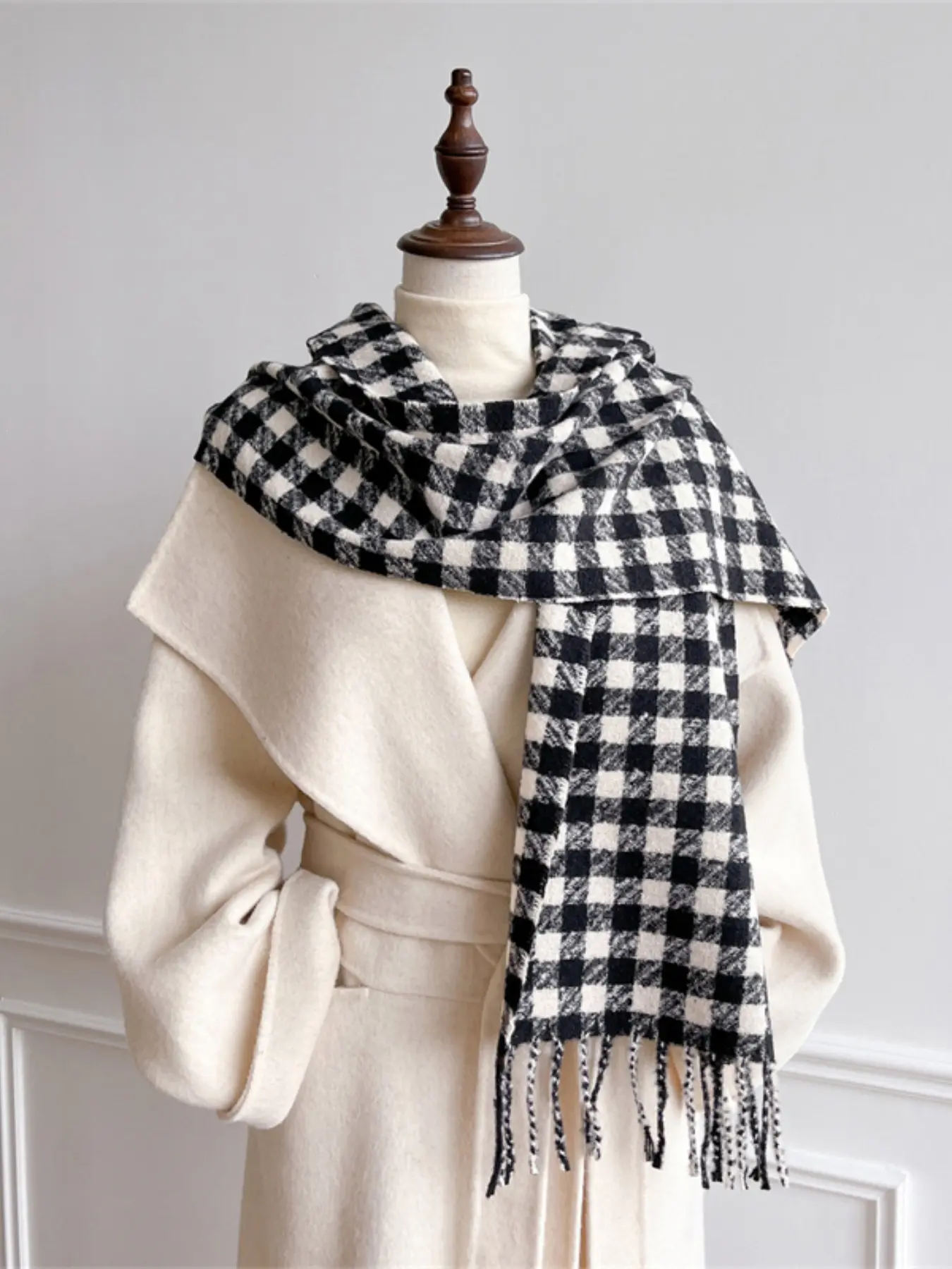 Women's Fashion New Style Scarf, Winter Plaid Scarf, Imitated Cashmere Warm Scarf, Multi-Purpose Use Neckwear Keffiyeh Muffler