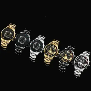 6 Piece Elite Men's Geneva Quartz Watch Set, Elegant Round Dial, Stainless Steel Band, Zinc Alloy Case, World Time Function for Valentine's Day and Birthdays, Casual Wristwatch Set
