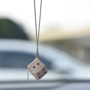 Car Accessories Sparkling Rearview Mirror Hanging Ornament, Lucky Heart Design, Perfect for Car Decoration & Interior Styling, Girls Gift Box