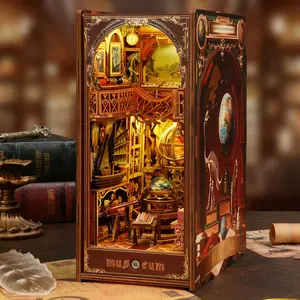 DIY Bookshelf Assembly Model 3D Puzzle Insert Page, Book Nook Kit, Wooden Model Kit, Paper Art Decor, Dollhouse Miniature Set, Birthday Gift