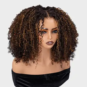 [EXCLUSIVE DEAL] OQ HAIR 2/30 Highlight Brown Afro Kinky Curly Glueless Wig 220% Density 7x5 Wear Go Pre-Everything Human Hair Wigs for Beginner Friendly Pre Colored Hair Wigs