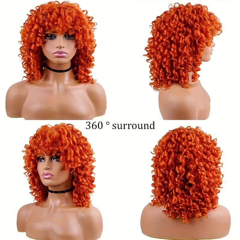 Large Roll Synthetic Wigs for Halloween And Christmas Costumes: Orange, Pink, Burgundy, Golden. Candy Colored Bizarre Costume for Halloween Christmas Music Festival Gift Person Costume