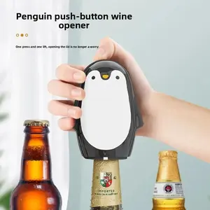 Cute Penguin Push Button Beer Bottle Opener | Automatic One Press Cap Lifter for Parties