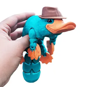 3D Printed Articulated Platypus, Flexible Dynamic Animals Toys, Stress Relief Model, Easter Basket Stuffers Prefilled Easter Egg Fillers, Adults Fidget Toys for Autism ADHD 5.51Inch