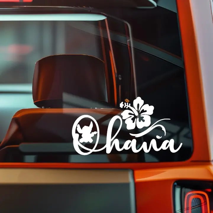 Ohana Hawaii Flower 5" inch Vinyl Decals – UV Resistant & Waterproof for Cars, Laptops and More