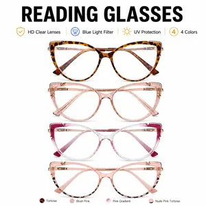 Blue Light Blocking Reading Glasses for Women & Men, HD Clear Lenses with UV Protection, Stylish Cat Eye Frames, 4-Color Options for Outdoor Use