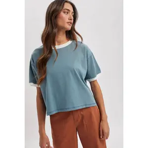 Striped Crop Tee - Blue & Green