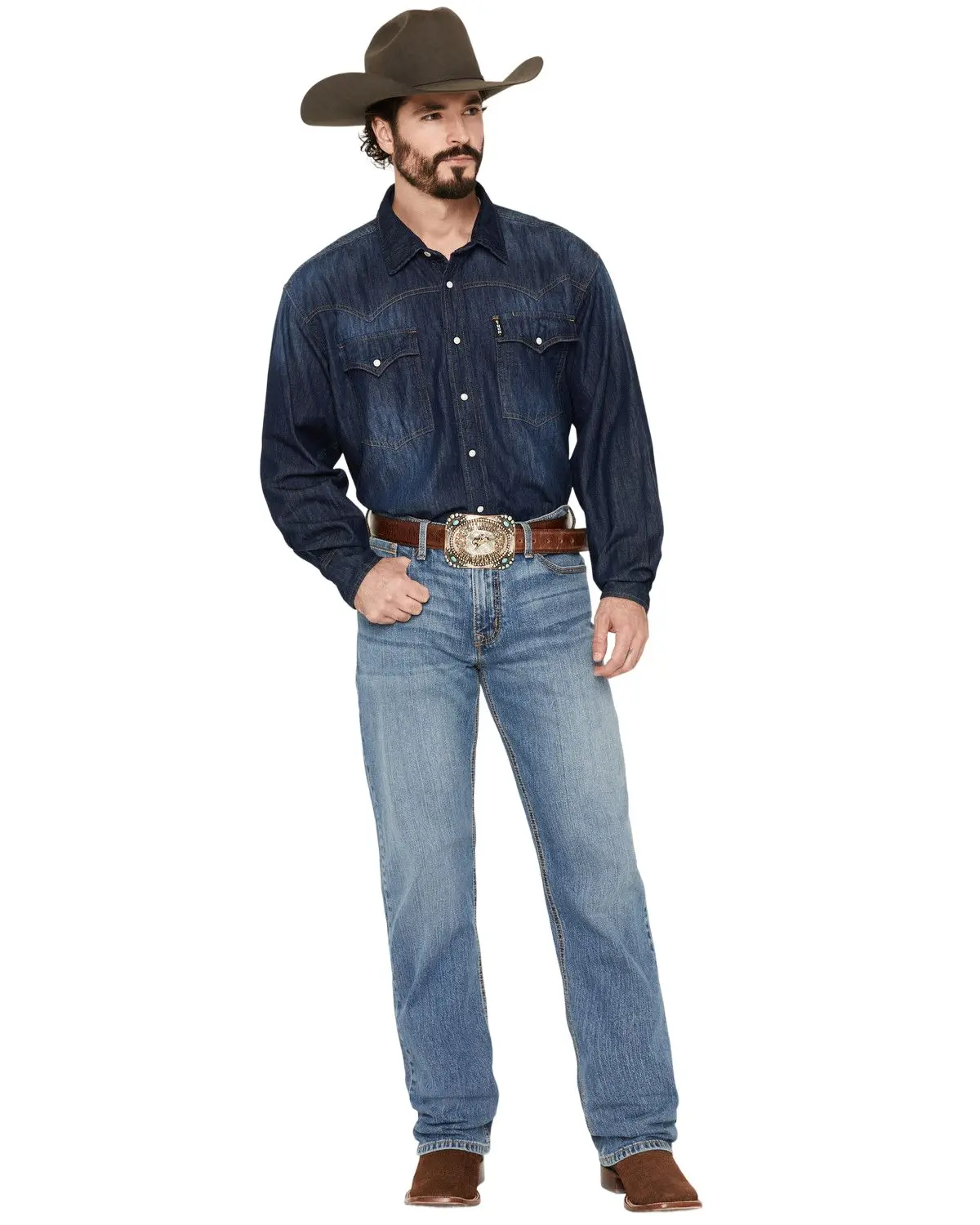 Cinch Men's Men'S Grant Medium Wash Relaxed Bootcut Stretch Denim Jeans - Mb33837001