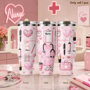Nurse Gift  Vacuum Flasks 40oz 3rd Gen Vacuum Insulated Stainless Steel Tumbler Cup with Handle Straw Lid for Gifts