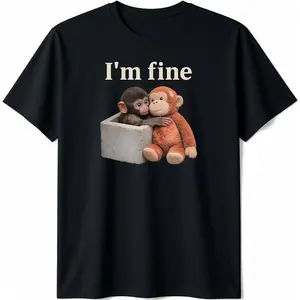 Sad Monkey Punch with an Orange Toy I'm Fine T-Shirt