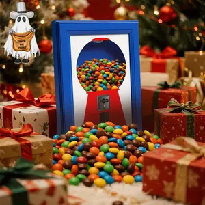 Modern Square Plastic Candy Dispenser, Gift Jar, Manual Operation No Batteries Needed, Wall or Desktop Decor, Perfect Gift for Birthdays & Parties