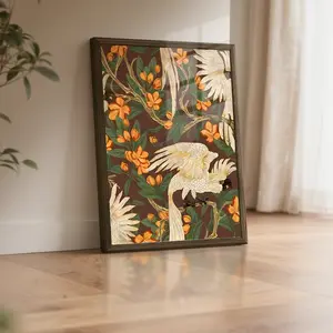 Wooden Acrylic Framed Canvas Painting,Retro Style, Bird Painting Poster, Wall Art Decor Living Room Bedroom Office, Home Decoration, Perfect Gift