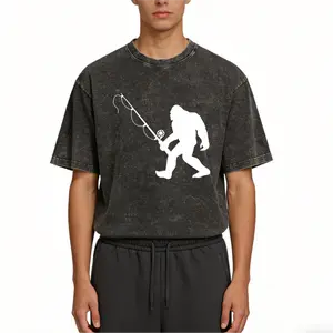 Black Classic Fit Bigfoot Tee – 100% Cotton Washed Shirt with Humorous Squatchy Design