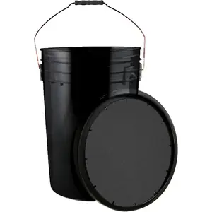 6 Gallon Bucket with Padded Soft Seat Lid - Durable Construction - Balls Not Included - Ideal for Baseball, Softball, T-Ball, Practice Balls, and Lacrosse – Black