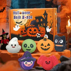 Halloween Bath Bomb Gift Set of 6 Handmade Natural Bath Bombs for Kids and Women, Fizzing Moisturizing Skin Care Home Spa Kit, Fun Gifts for Teens and Family