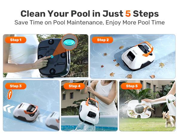 Cordless Robotic Pool Cleaner, Lasts 90 Min, Automatic Vacuum for Above-Ground Pools up to 860 Sq.ft, Portable, Self-Parking #smartliving
