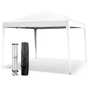 10x10ft (300x300cm) Large Square Steel Frame Weatherproof Canopy Tent, Easy Setup Outdoor Shelter with Stakes and Ropes, Ideal for Backyard Parties, Camping