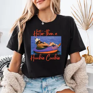 Hotter Than a Hoochie Coochie Shirt, Funny Country Graphic Tee, Women’s Retro Concert Outfit, Trendy Casual Top