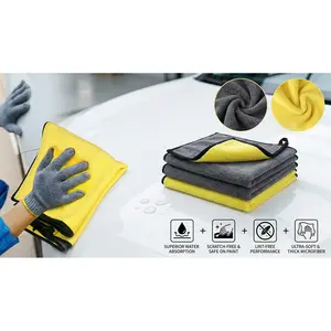 400GSM Microfiber Car Cleaning Towels Set, Dual-Sided, Super Absorbent, Streak-Free, Scratch-Free Detailing Cloths, Machine Washable for Full-Size SUVs, Trucks