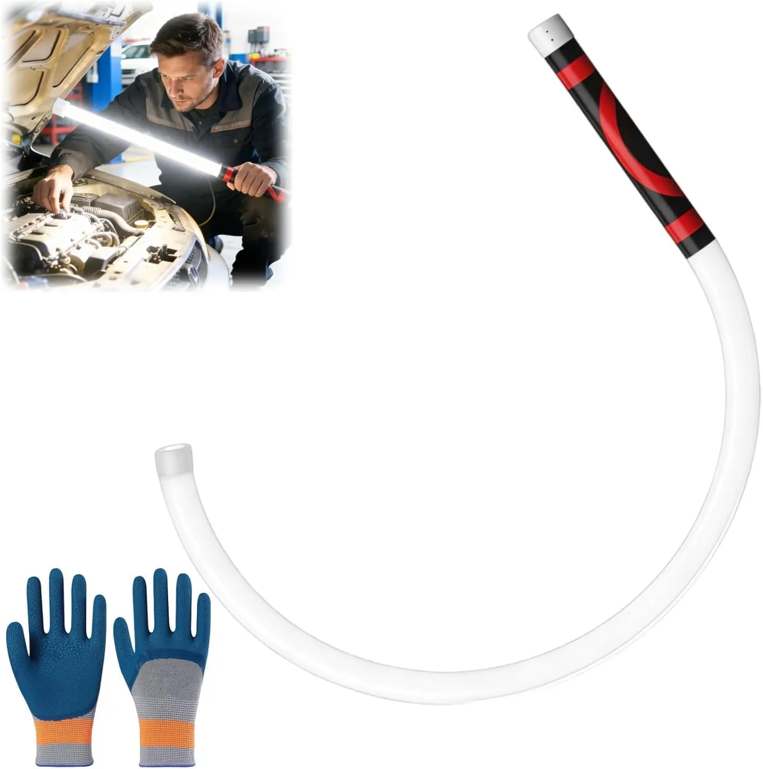 Bendable LED Flashlight Stick, 28inch Long Rechargeable Flexible LED Work Light, Flexible Flashlight with High Lumen 3 Brightness Modes, Great for Car Mechanics, Mechanics, DIYers