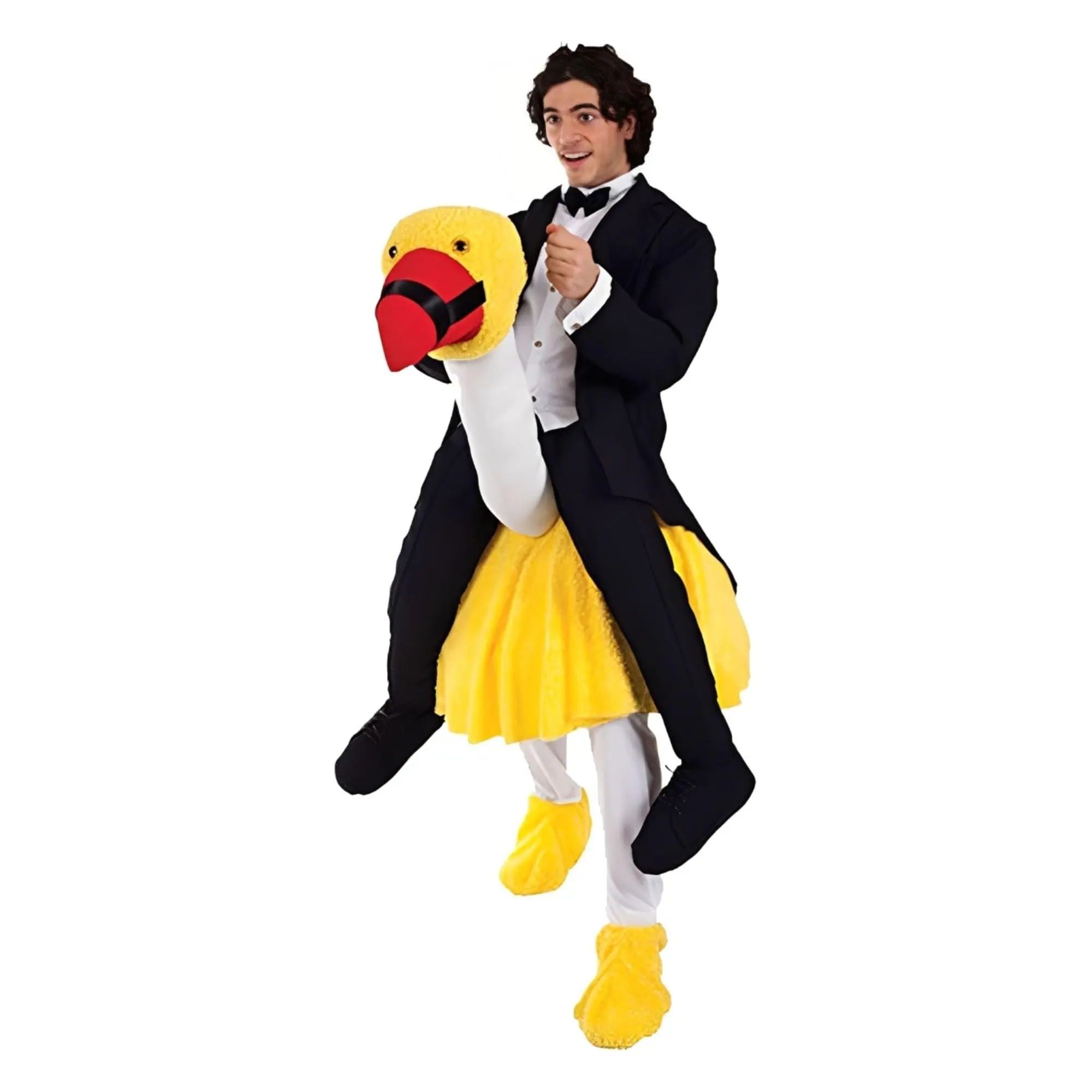 Men's Loose-Fitting Adult Ostrich Rider Illusion Costume - Menswear Clothes, Halloween Fantasy Polyester Fancy Dress Full Set with Feather Prop, Plain Cosplay Outfit for Parties