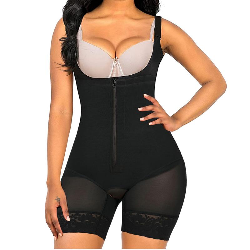 Colombian Fajas Open Bust Bodysuit - Tummy Control & Butt Lifter Adjustable Open Crotch Design Surgical-Grade Compression Black Minimalist Colombian Bodysuit High Shapewear Womenswear Basic