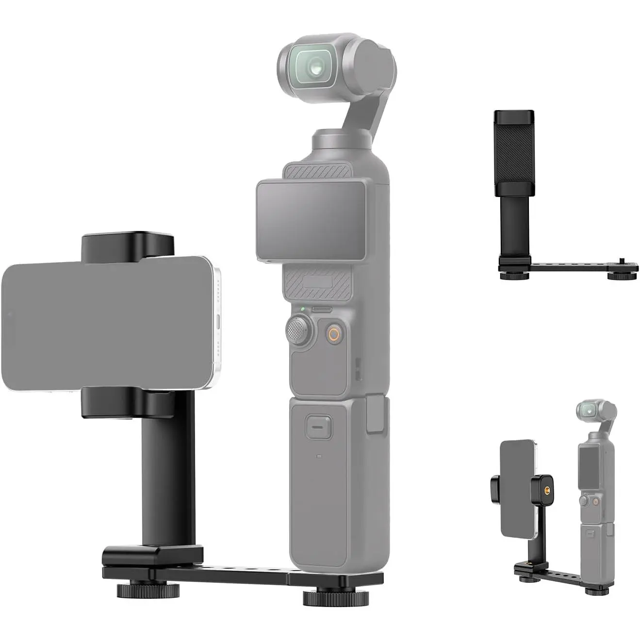 K&F CONCEPT Phone Holder Clip Mount for DJI Osmo Pocket 3/XTRA Creator Combo, Angle-Adjustable Smartphone Camera Clip with 1/4" Screw & Cold Shoe, Portable Camera Accessories for Tripod & Selfie Stick