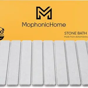 Foldable Stone Bath Mat - Diatomaceous Earth Shower Mat, Non-Slip Quick-Dry Stone Mats for Bathroom Floor, Super Absorbent, Compact Design, Easy to Clean, Light Grey (23.5 x 15)
