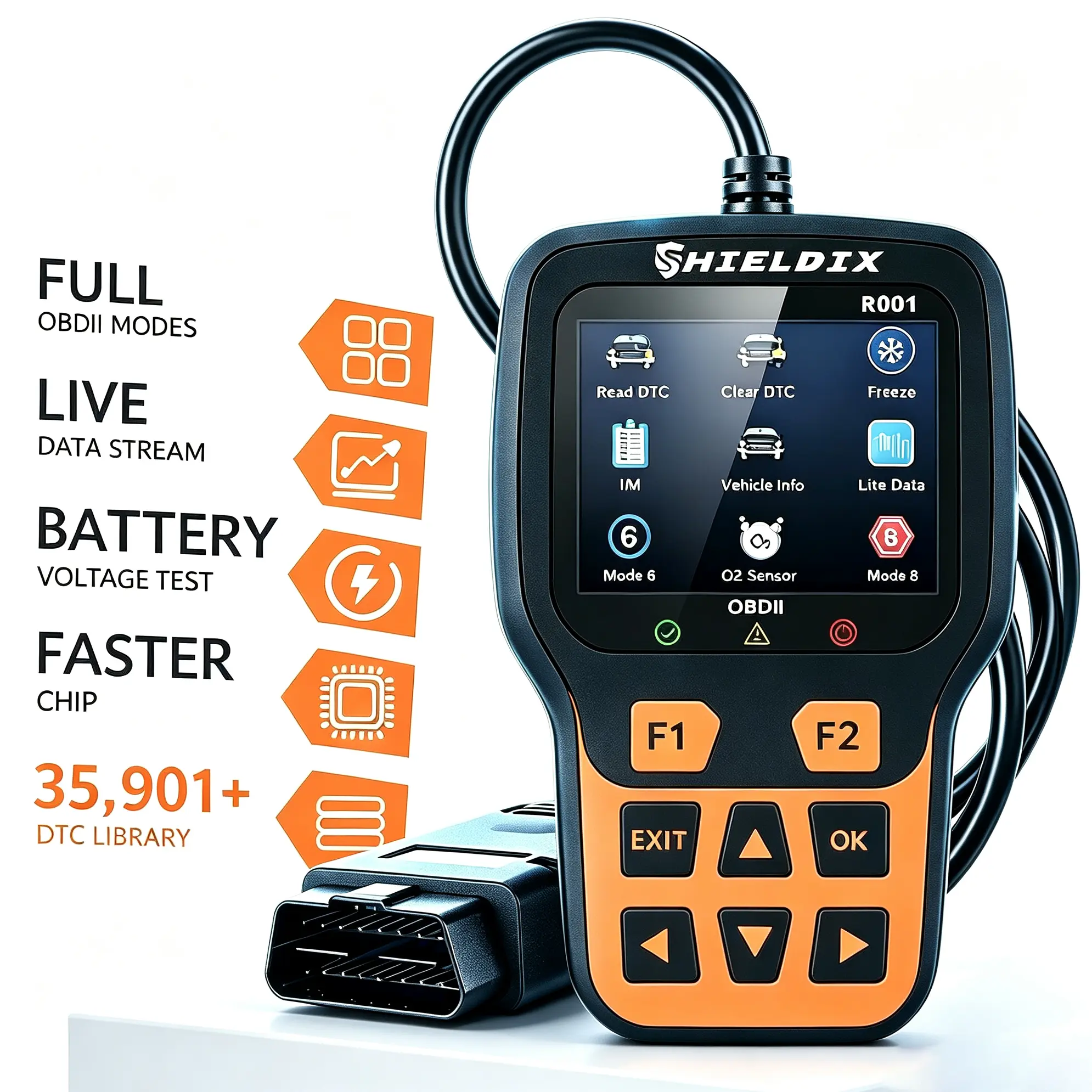 Professional OBD2 R001 Scanner – Diagnose Your Car Like a Pro, 2026 OBDII & CAN Code Reader with Live Data, Battery Test, Check Engine Light Reset, I/M Readiness, 40,000+ DTC Library for All Vehicles Since 1996
