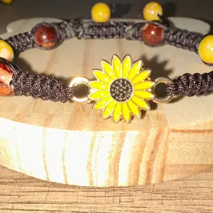 Sunflower charm macrame bracelet Female Birthday Anniversary