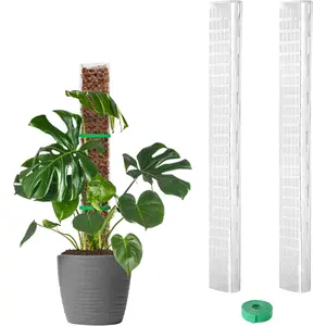 2 count 24 Inch Plastic Moss Pole for Monstera, Large D Shaped Poles for Climbing  Work with Sphagnum Moss, 45 Inch  Stake Set of 2, Garden Ties