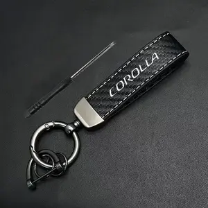 Corolla Car Keychain, Carbon Fiber Texture Design, PU Leather Material, Anti-Theft & Anti-Loss, Durable Keychain for Cars