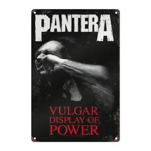 1pc Pantera Band Vintage Metal Tin Sign - 20.32cm x 30.48cm Retro Wall Art, Waterproof & Dustproof Iron Plaque for Home, Bar, Garage, Cafe Decor, Easy Wall Mount, Home Decor Sign | Vintage Wall Art | Durable Wall Plaque, Metal Wall Art Decor