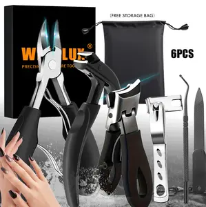 6pcs Toenail Clippers for Seniors Thick Toenails, Toe Nail Clippers for Thick Nails for Seniors, Straight Toe Nail Clippers for Men, Ingrown Toenail Clippers and Angled Nail Clipper Set