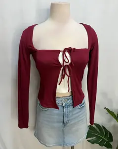 Nancy Open Front Top (Burgundy)