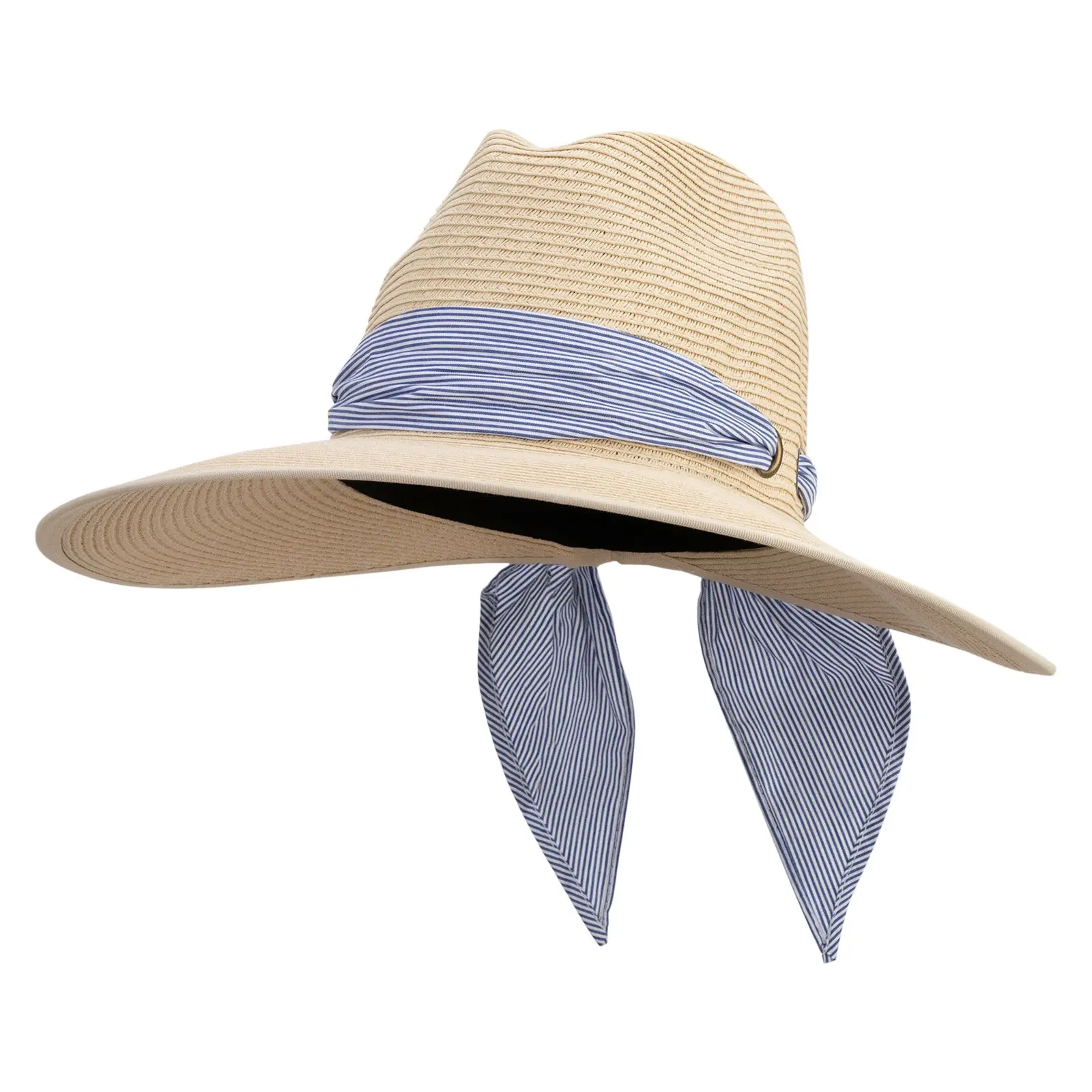 Women's 4" Brim Backless Ribbon Tie Fedora Style Hat