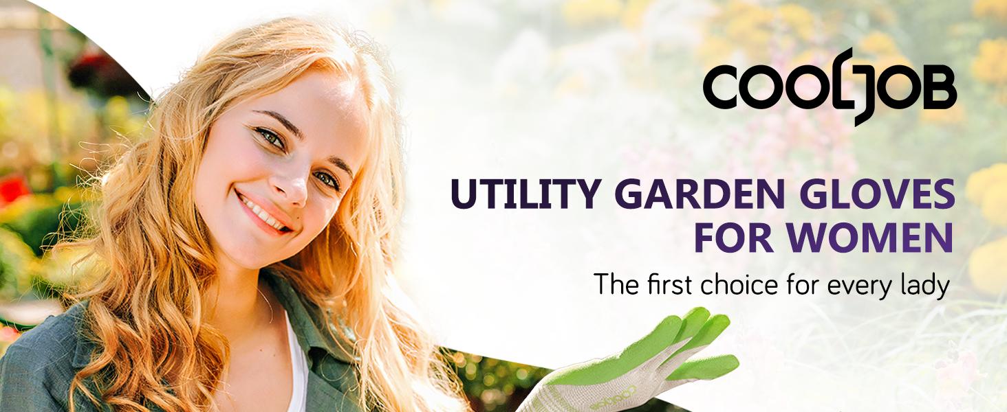 COOLJOB 2/6/10 Pairs Gardening Gloves for Women Ladies, Breathable Rubber Coated for Yard Garden, Lavender Purple & Green Apple