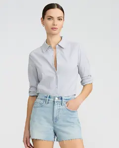 Express High Waisted Light Wash Raw Hem 3" Inseam Mom Jean Shorts