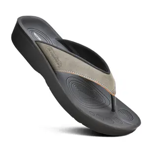 AEROTHOTIC – Cuta Flip Flops for Women - Vegan Leather - Padded Straps with Soft Thong - Non-Slip Sole